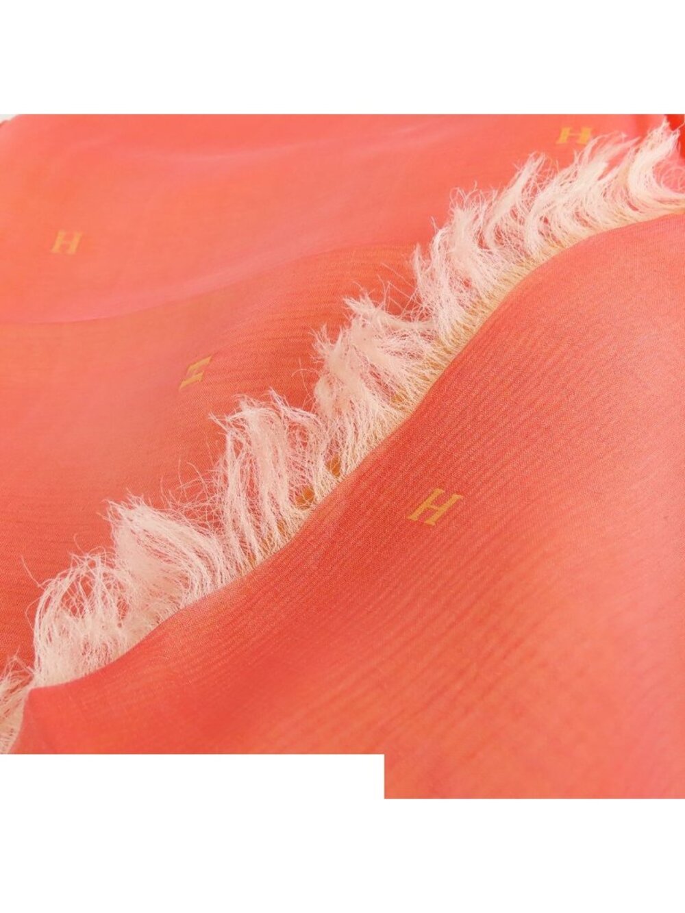 Hermes Muslin Shawl Orange Silk Scarf - Picture 3 of 9